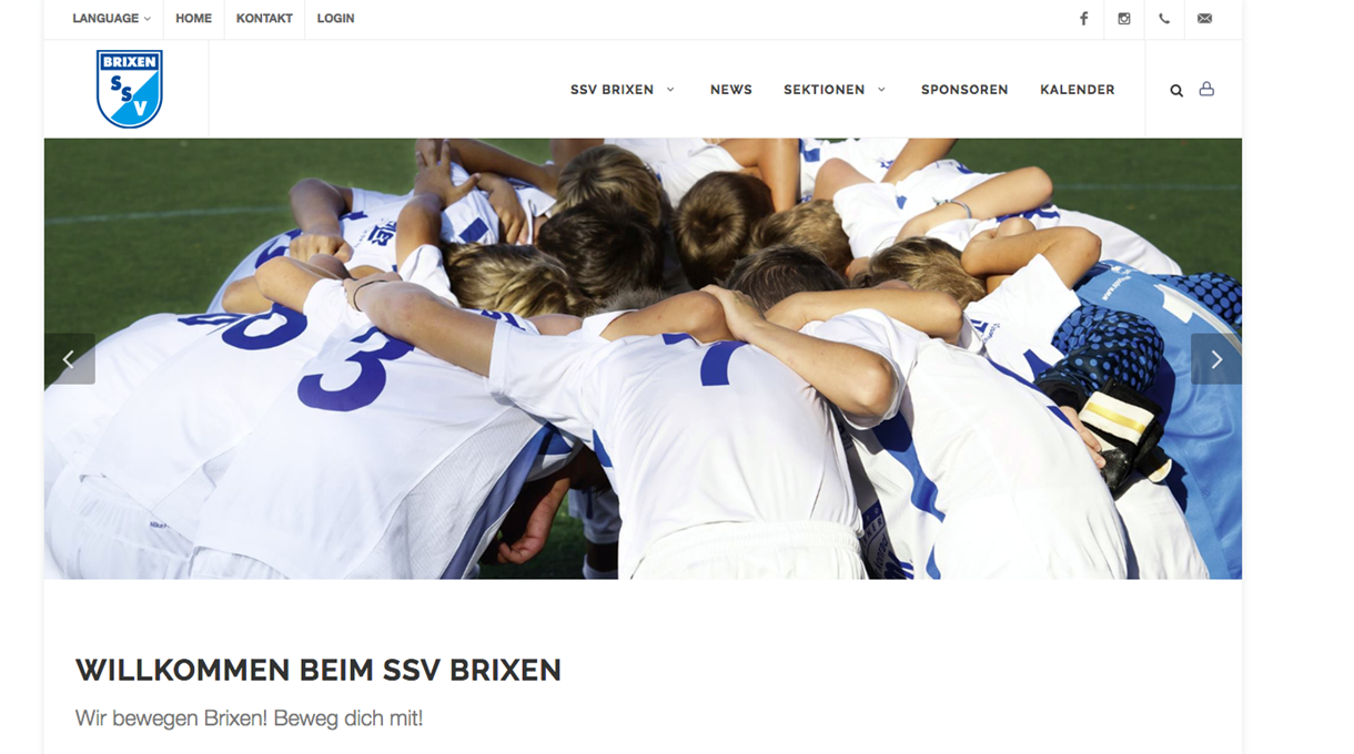 Auf der neuen Website findet man alle wichtigen Infos des SSV Brixen.